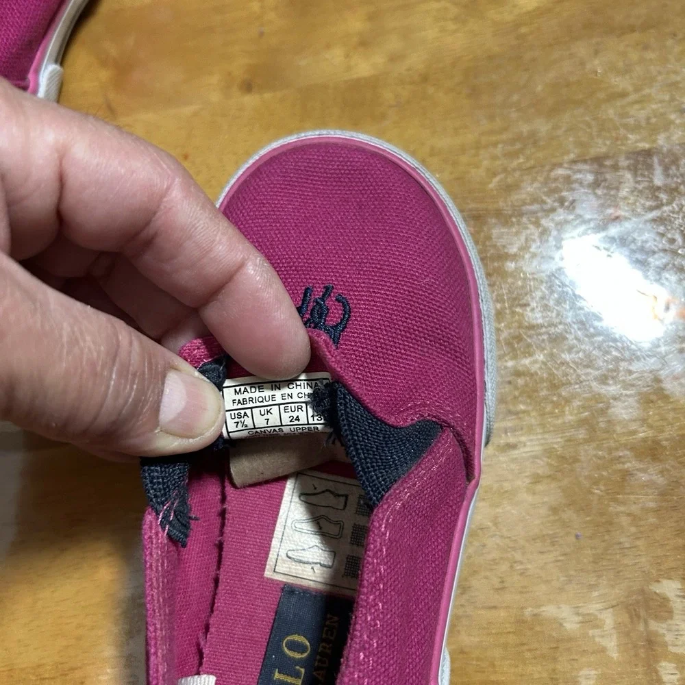 Ralph Lauren Girls Pink Canvas Slip-On Sneakers (Size US 7.5 Toddler)